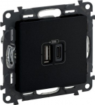 2 USB CHARGER A+C 3A 15W MAT BLACK VALENA LIFE 756306 | 3414972087742