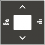 Color: Soft Black.   Cover plate with fan coil control symbols for free@home room temperature controler code: RTC-F-1 and RTC-F-1-WL.   Cover plate with fan coil control symbols for KNX room temperature controler code: 6108/18-500. 2CLA855420A1501 |  ...