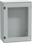 Wall mounted polyester enclosure, Thalassa PLM, glazed door, 747x536x300mm, IP66, IK08, RAL 7035 NSYPLM75TG | 3606480776724
