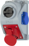 Wall mounted socket 4x16A (3P+PE), with switch, red COMBO-POL 96061451 | 5902082027737