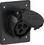 CEE-flanged socket 3x16A(2P+PE) 6h IP44/IP54 TT 80x97 sloping black 413-6TTF8X | 9003399260933