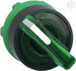 Green illuminated selector switch head &Oslash;22 2-position spring return. range of product: Harmony XB5 - product compatibility: integral LED - device short name: ZB5 - mounting diameter: 22 mm - operator position information: 2 positions 90&deg;. ZB5AK1433 | ...