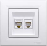 Phone/data outlet with frame white RJ45+RJ11 cat5e UTP Asfora EPH4900121 | 3606480527050