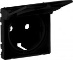 2P+E SCHUKO SOCKET COVER WITH FLAP MAT BLACK VALENA LIFE 756842 | 3414972053952