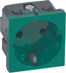 Socket outlet Mosaic - German std - 2P+E auto term - 2 mod - green antimicrobial 077216 | 3245060772161