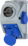Wall mounted socket 3x32A (2P+PE) 6h IP44, with switch, blue COMBO-POL 96062351