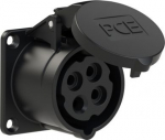 CEE-flanged socket 4x16A(3P+PE) 7h IP44 65x65 black 314-7F0 | 9003399871115