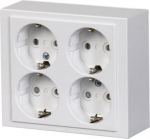 There is 2 times 2-gang socket outlet inserts in one unit. The socket outlet inserts are internally connected. In one socket outlet insert there are terminals for each contact of the socket outlet for max 4 rigid wires. No X-terminals. 2TKA00001613 | ...