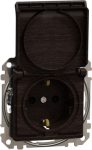 Socket outlet, grounded, with lid, with screw, wood wenge Sedna Elements SDD181023 | 3606481481306