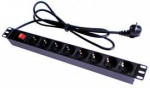 Roze&scaron;u bloks PDU 19'' skapim 8-v ar slēdzi, 16A PDU08S
