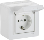 Socket-outlet, Exxact, 2P + E, 16A, side earth, with shutter, screwless terminals, IP44, white WDE002978 | 3606480910135
