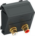 Media adapteris audio tulpe 2x vietīgs, rozete-rozete 45x45mm, PC, pelēkmelna, 7021 6105081 | 4012195900580