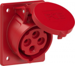 CEE-flanged socket 4x16A(3P+PE) 6h IP44 TT 70x85 sloping red 414-6TT | 9003399581335