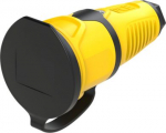 Rubber socket outlet 250V AC, 3x16A (2P+E), IP54, with cap, TPE/TPE, Taurus2, Schuko, yellow/black 2521-ES | 9003399469114