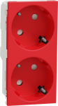 2 German socket-outlet, 2P+E + shutters,16A, 250V, IP21 D, Red, New Unica NU306703A | 3606489454340