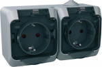 Double socket-outlet with transparent lid IP44 gray Cedar Plus WDE000625 | 3303432400514