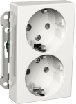Double socket-outlet, Exxact, 2P + E, 16A, side earth, with shutter, screwless terminals, white WDE002185 | 3606480203978
