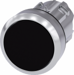 Pushbutton, 22 mm, round, metal, shiny, black, pushbutton, flat momentary contact type 3SU1050-0AB10-0AA0 | 4011209955219
