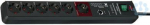 Extension cord Master-slave 6 sockets 3m H05VV-F 3x1.5, with 19 500A surge protection, with switch, black 1159490966 | 4007123611874