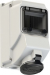 Wall mounted socket 3x32A (2P+PE) 7h IP44 with window 75233-7