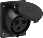 CEE-flanged socket 3x32A(2P+PE) 6h IP44 TT 80x97 sloping black 423-6TTX | 9003399785443