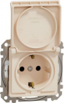 Socket outlet IP44, grounded, with lid, with screw, beige Sedna Design SDD212023 | 3606481481931