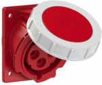 CEE-flanged socket 4x32A (3P+E) 3h IP67 sloping 80x97, red 4242-3F78
