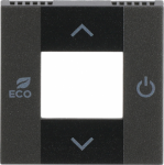 Color: Anthracite.   Cover plate with RTC symbols for free@home room temperature controler code RTC-F-1.PB.   Size. 2 modules. 2CLA224060N1802 | 8427238113517