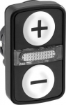 Head for illuminated double headed push button, Harmony XB5, 2 white flush, 22mm, black marked + and ZB5AW7A1715 | 3389119043403