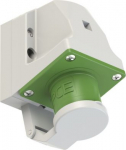 CEE-wall mounted plug 3x16A (2P+PE) 10h IP44 with lid green 513-10D