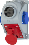 Wall mounted socket 4x16A (3P+PE) 6h IP44, with switch, red COMBO-POL 96061452