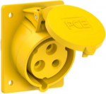 CEE-flanged socket 3x32A(2P+PE) 4h IP44 80x97 sloping yellow 423-4 | 9003399638848