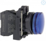 Blue complete pilot light &Oslash;22 plain lens with integral LED 230...240V. range of product: Harmony XB5 - product or component type: complete pilot light - device short name: XB5 - fixing collar material: plastic - mounting diameter: 22 mm - operator ad ...