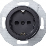 Single socket outlet, 2P+E, 16 A, 250 V, black, Renova WDE011305 | 3606480698279