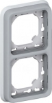 Flush mounting support frame Plexo IP 55 - 2 gang vertical - grey 069685 | 3245060696856