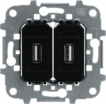 Front: 2x USB 2.0 connector (Type A connector)   Rear: 2x USB screw terminals (5 wires)   Without fixing claws   Cover plate code: 8555.1 2CLA815588A1001 | 8427238193557