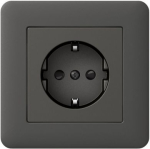 Socket-outlet, Exxact, 2P + E, 16A, side earth, with shutter, anthracite WDE008476 | 3606480333378