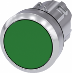 Pushbutton, 22 mm, round, metal, shiny, green, pushbutton, flat momentary contact type 3SU1050-0AB40-0AA0 | 4011209964808