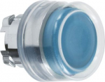 Blue flush pushbutton head &Oslash;22 spring return unmarked. range of product: Harmony XB4 - device short name: ZB4 - mounting diameter: 22 mm - operator additional information: clear boot for insertion of protected legend within head - additional informat ...
