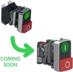 Double headed push button, Harmony XB4, metal, 22mm, 1 green flush marked I + 1 red projecting marke XB4BL734155 | 3606480360725