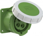 CEE-flanged socket 4x32A (3P+PE) 2h IP67 75x75 green 3242-2