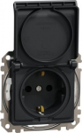 Socket outlet IP44, grounded, with lid, with screw, anthracite Sedna Design SDD214023 | 3606481482150