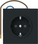 Socket outlet with LED night light, screwless, matt black, Busch-art linear 2CKA002013A5520 | 4011395320792