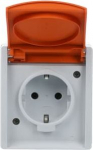 With screwless terminals. 2 P + E, With orange hinged lid, ZSV, (RAL 2004). With labelling field. Labelling field 57.8 x 9.8 mm Continuous coloured marking (hinged lid and base). 2CKA002083A0820 | 4011395993217