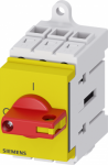 Load disconnector 3LD3, Iu 25 A Main switch 3-pole Rated operating capacity at AC-23 A at 400V 9.0kW Installation in distribution boards, Basic switch with Toggle drive red / yellow The 3LD main and emergency off switch for safe disconnection of load ...