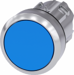 Pushbutton, 22 mm, round, metal, shiny, blue, pushbutton, flat momentary contact type 3SU1050-0AB50-0AA0 | 4011209964815