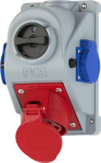 Wall mounted socket 4x32A (3P+PE) 6h IP44, with switch, red COMBO-POL 96062452