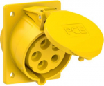 CEE-flanged socket 5x32A(3P+N+PE) 4h IP44/IP54 80x97 sloping yellow 425-4 | 9003399053856