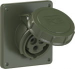 CEE-flanged socket 3x16A(2P+PE) 6h IP67 92x100 sloping green 4132-6.U | 9003399439223