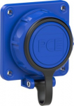 Flanged socket with cover band 3x16A, 250V, 75x75 IP68, blue Nautilus, French 20341-8B | 9003399023927